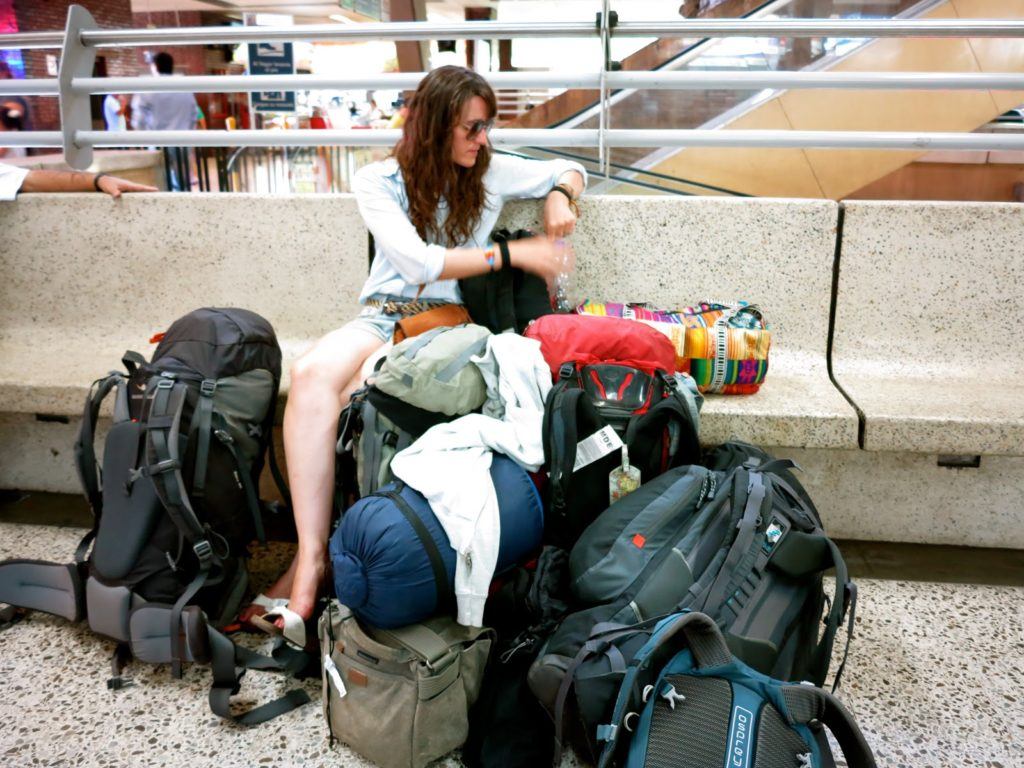 Kerri in Colombia bus station