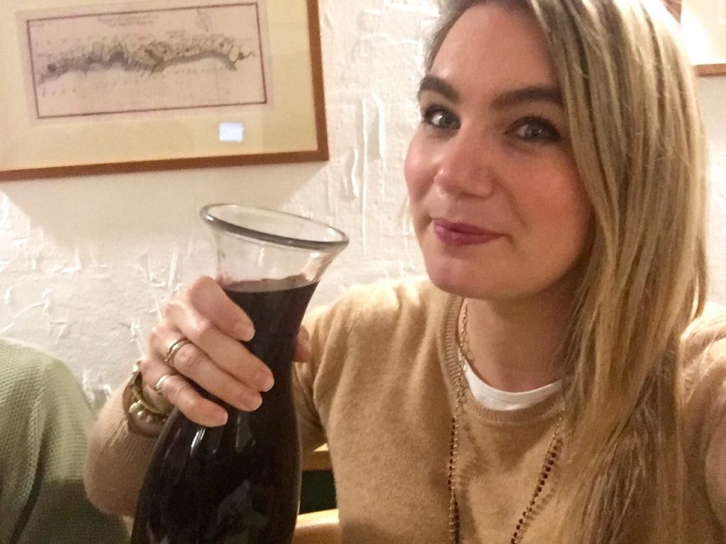 Brenna in Italy with wine