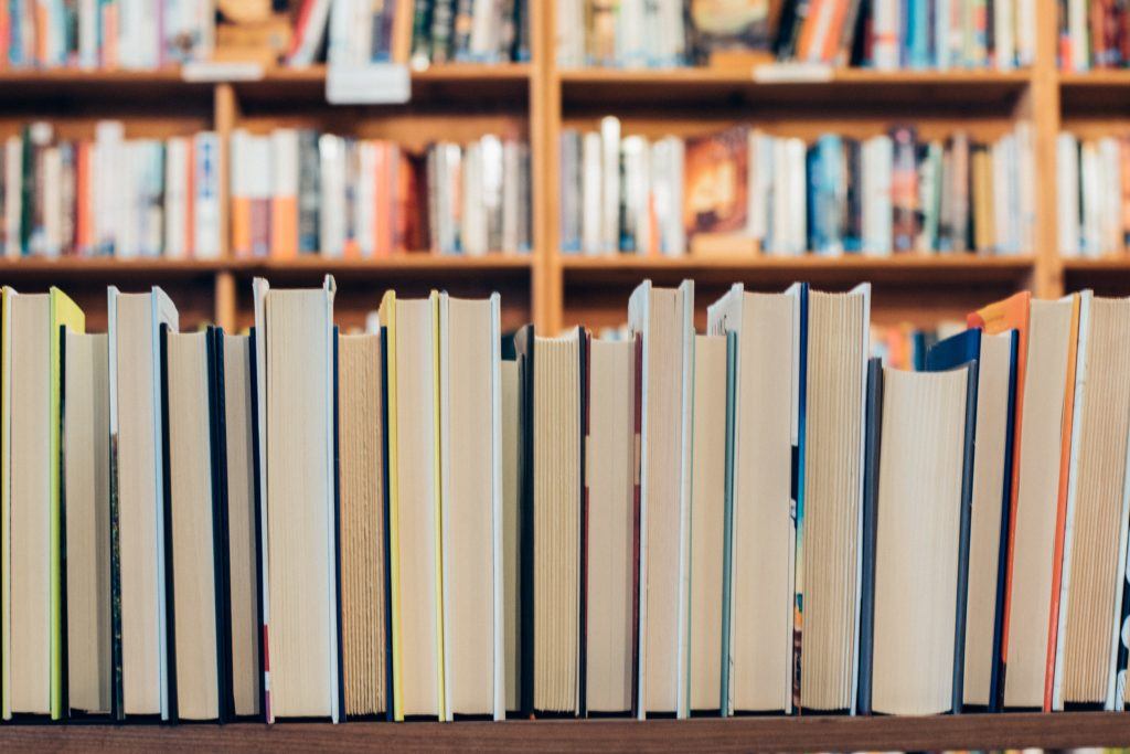 books stacked in a row