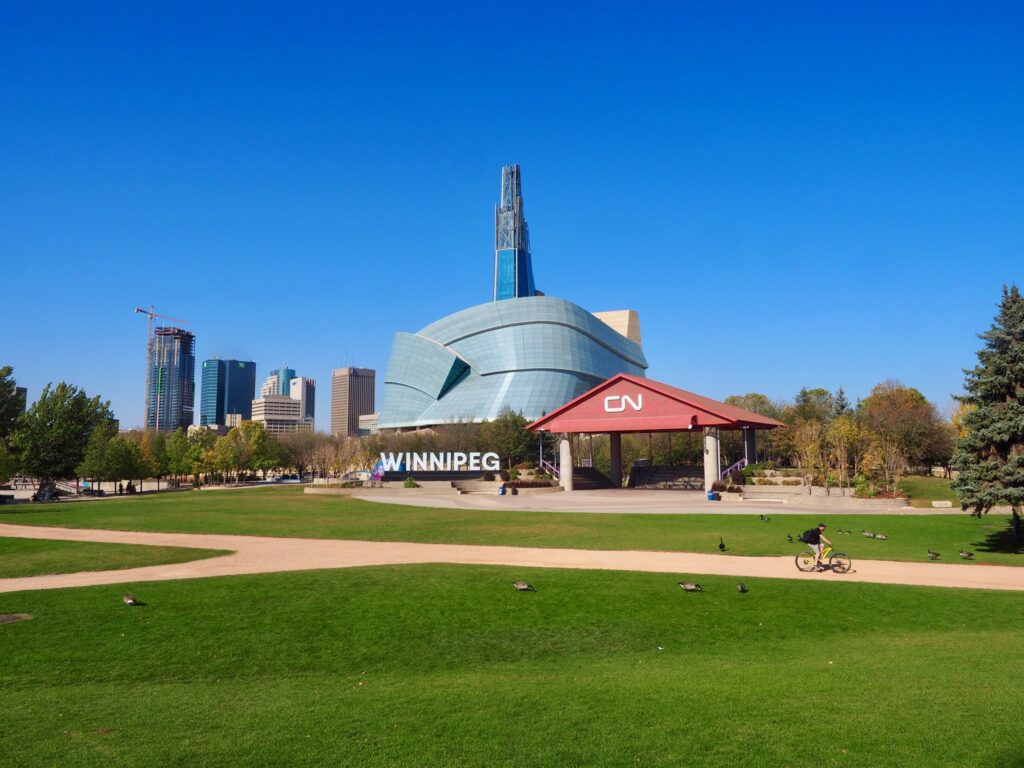 Outside the Canadian Museum for Human Rights