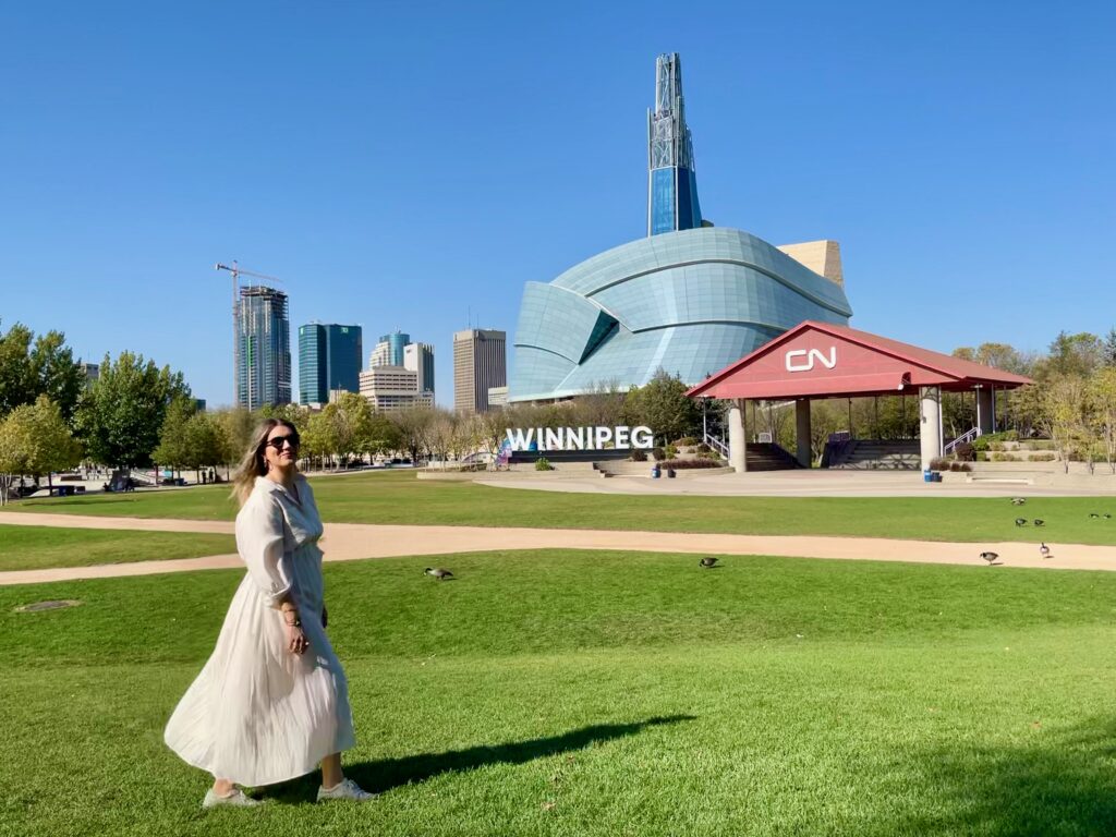 Brenna in front of Canadian Museum for Human Rights